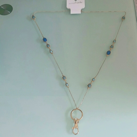 Jeweled necklace / lanyard key holder in Antique Gold Tone - Picture 2 of 4